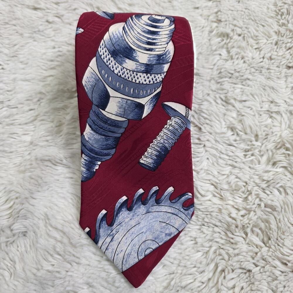 Vintage Tim The Toolman Home Improvement Neck Tie Mens Tool Time Sparkplug USA